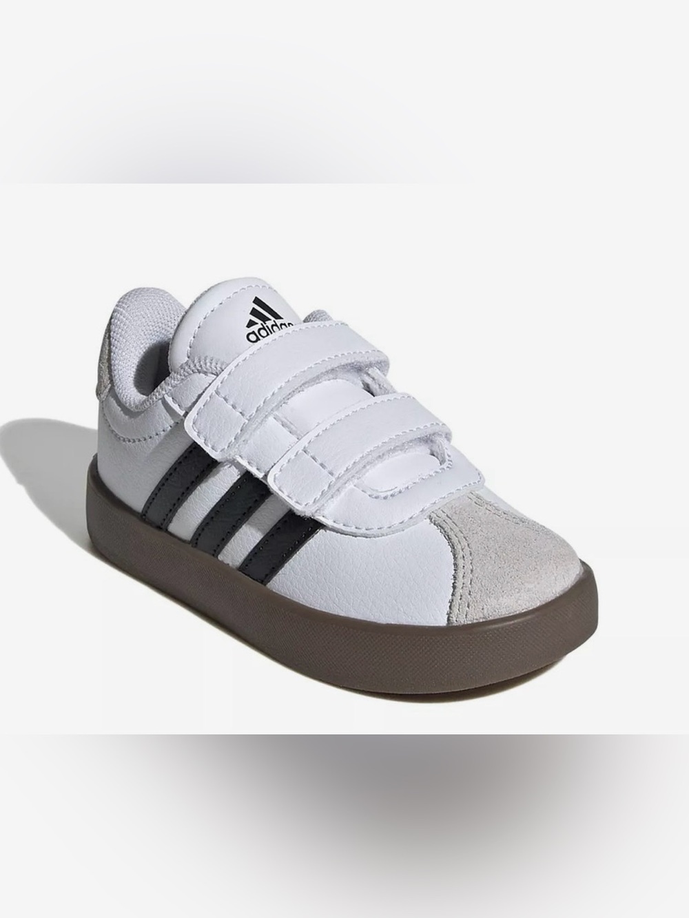 adidas Kids White, Black & Brown Velcro Casual Sneakers